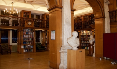 The Library is converted into a dining room for the dinner